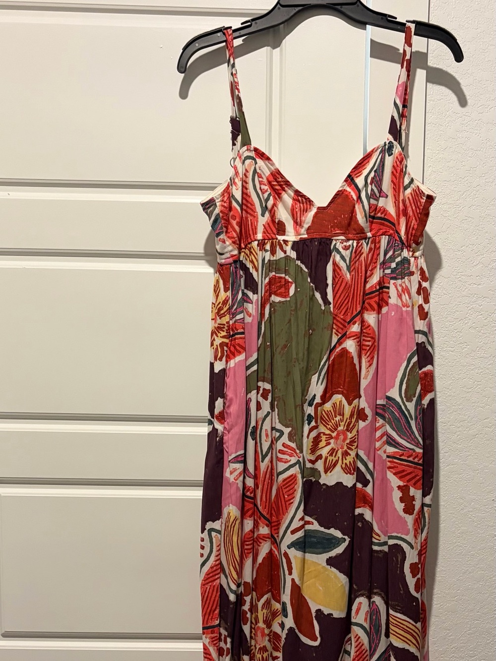 Boho Floral Maxi Dress in Pink, Red & Green